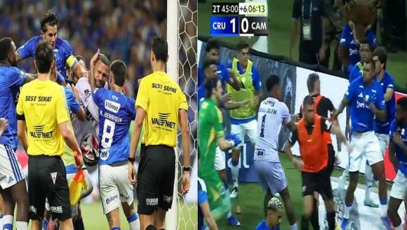 Brezilya'daki derbide tarihi kavga! Tekmeler, yumruklar havada uçuştu, hakem maçı bitirdi!